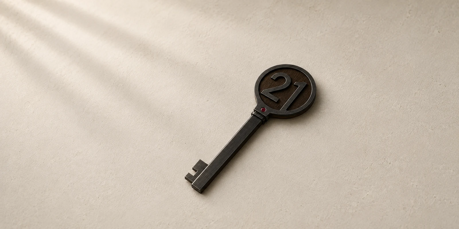 Modern layered metal-and-timber 21st birthday key