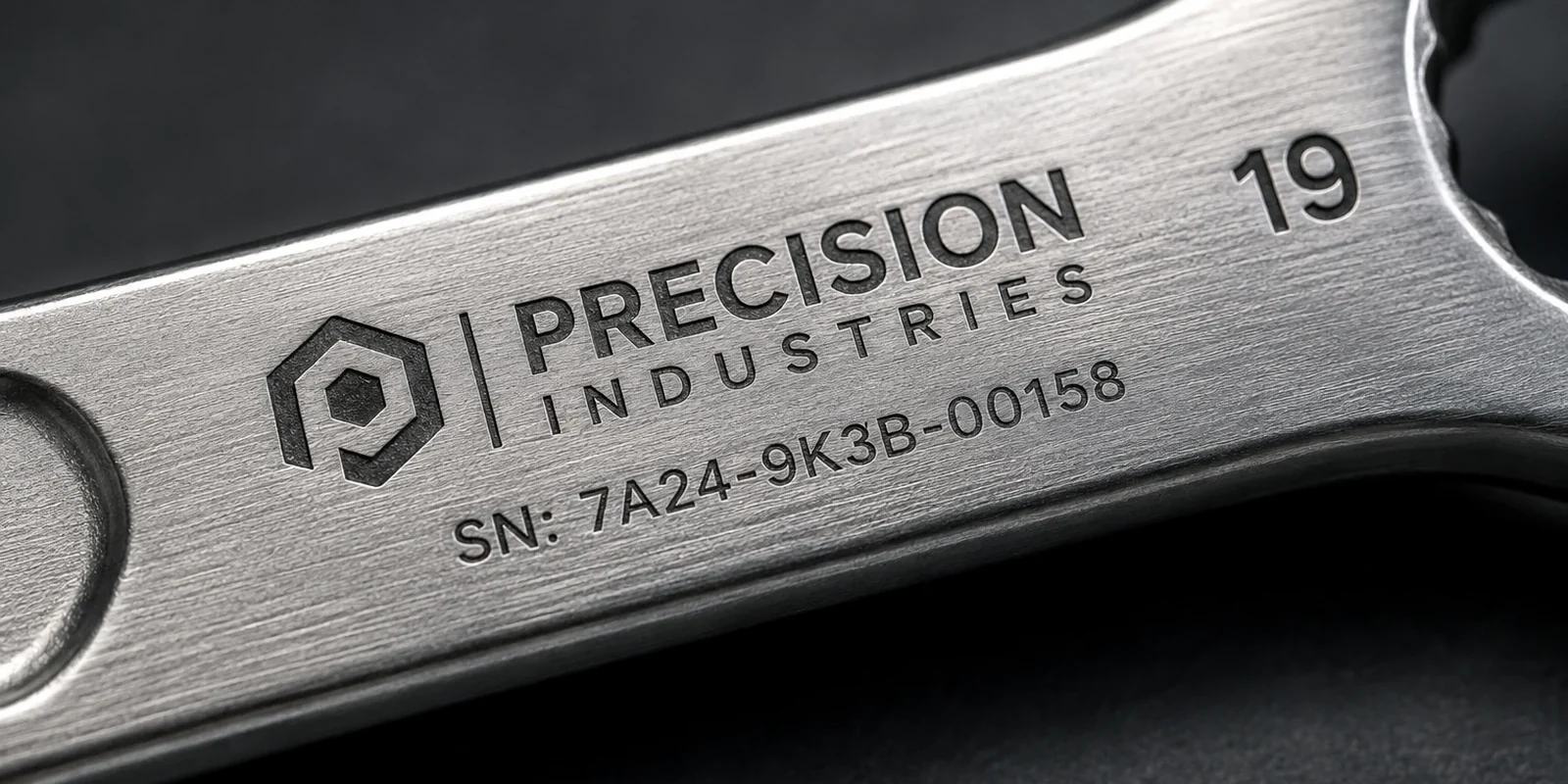 Fiber-marked stainless-steel spanner with traceable identification